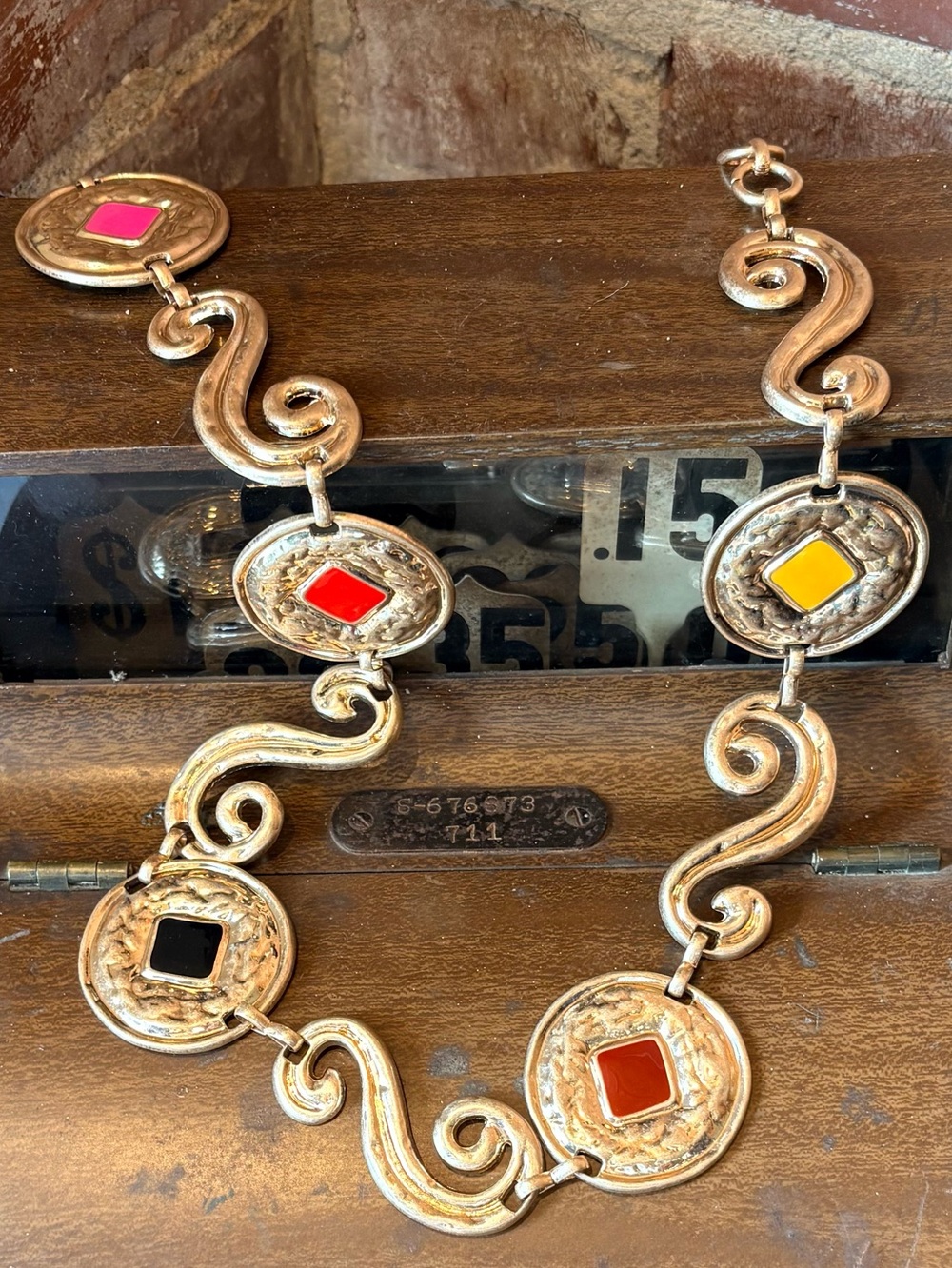 House of Harlow 1960 Gold-Tone Belt with Multicolor Enamel Medallions NWT